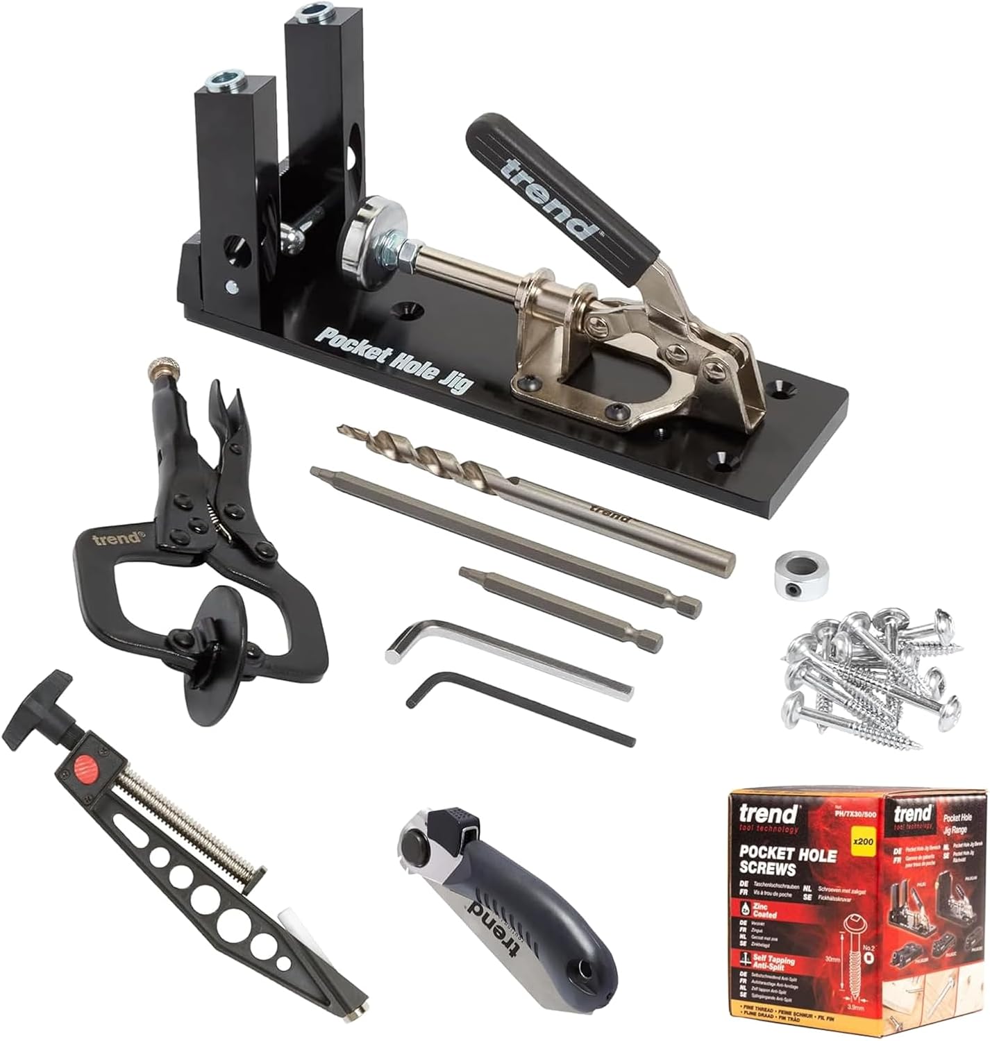 Trend Ultimate Pocket Hole Joinery Kit, Includes Pocket Hole Jig, Alignment Clamp, Flush Saw & Pocket Hole Screws, PH/JIG/SET1