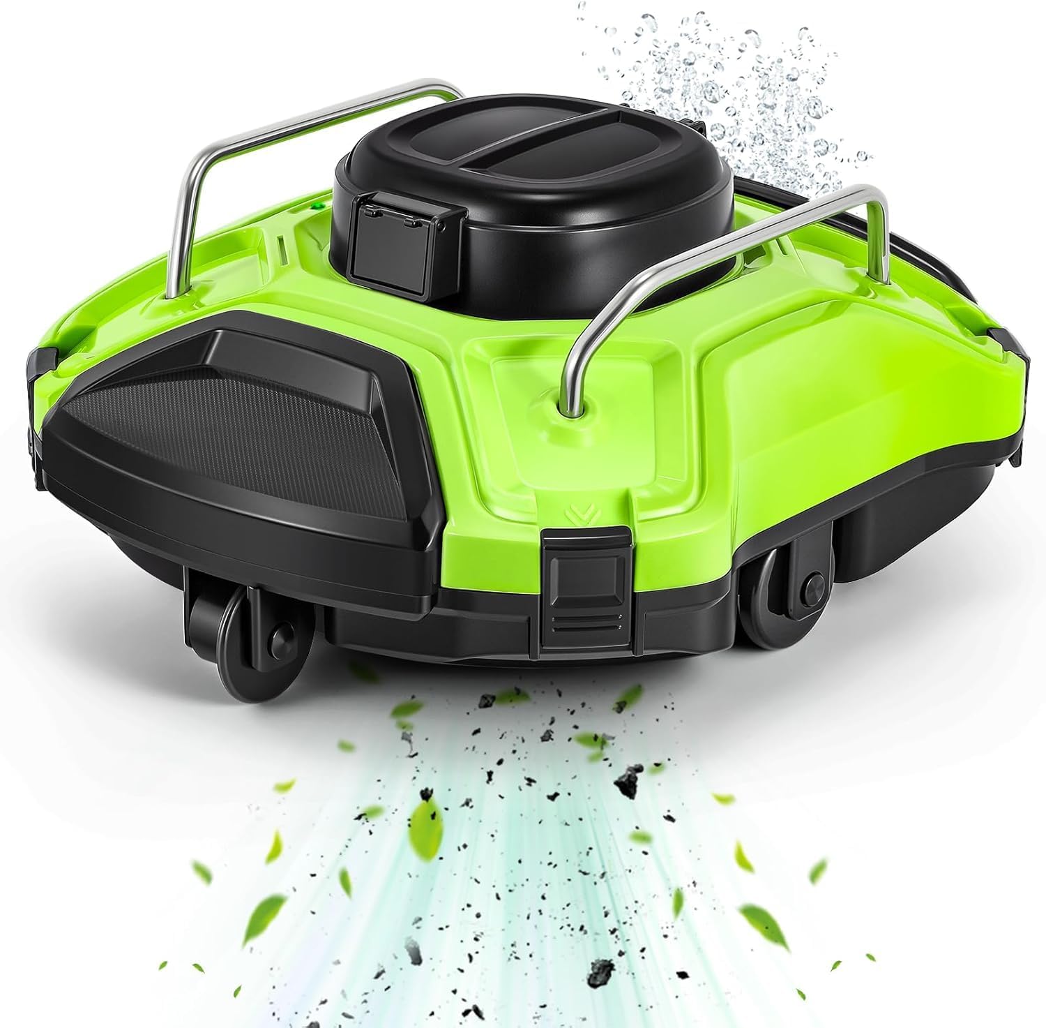 Robotic Pool Cleaner, Pool Vacuum Cleaner Robot, Cordless Pool Vacuum for Above Ground Pool Self, 25° Climbing, 120Mins Running Time, 550 Sq.Ft, Self-Parking green