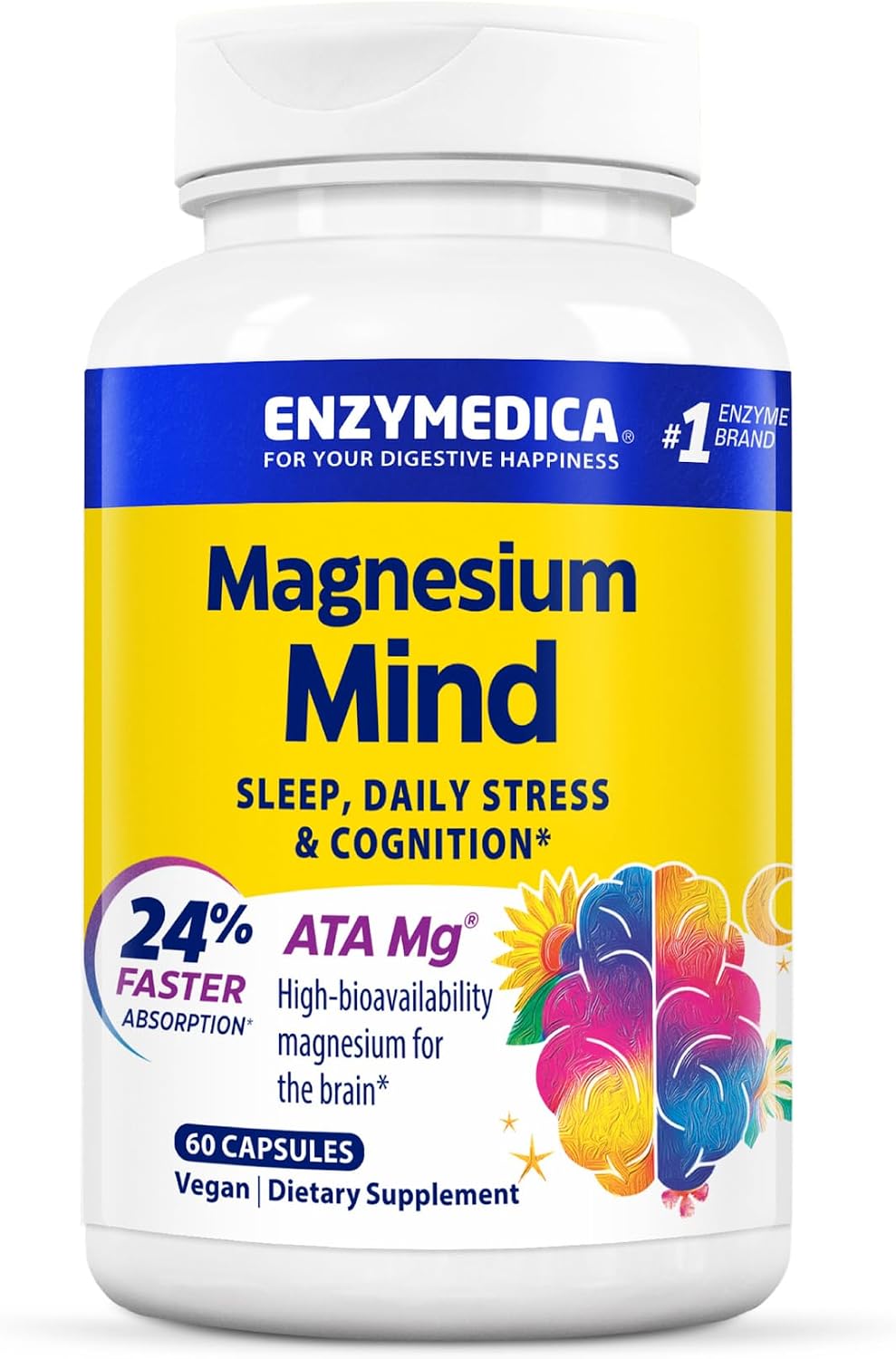 Enzymedica Magnesium Mind Supplement for Women & Men - Sleep - 60 Caps