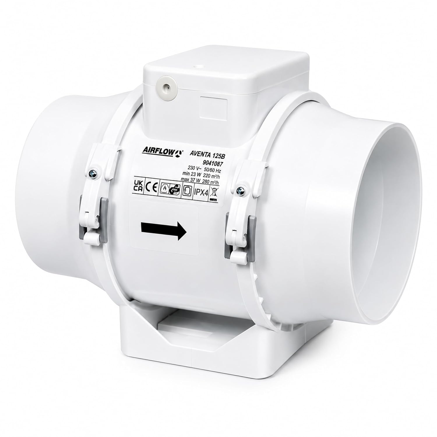 Airflow Aventa 125B In-Line Mixed Flow Extractor Fan - Up to 78l/s