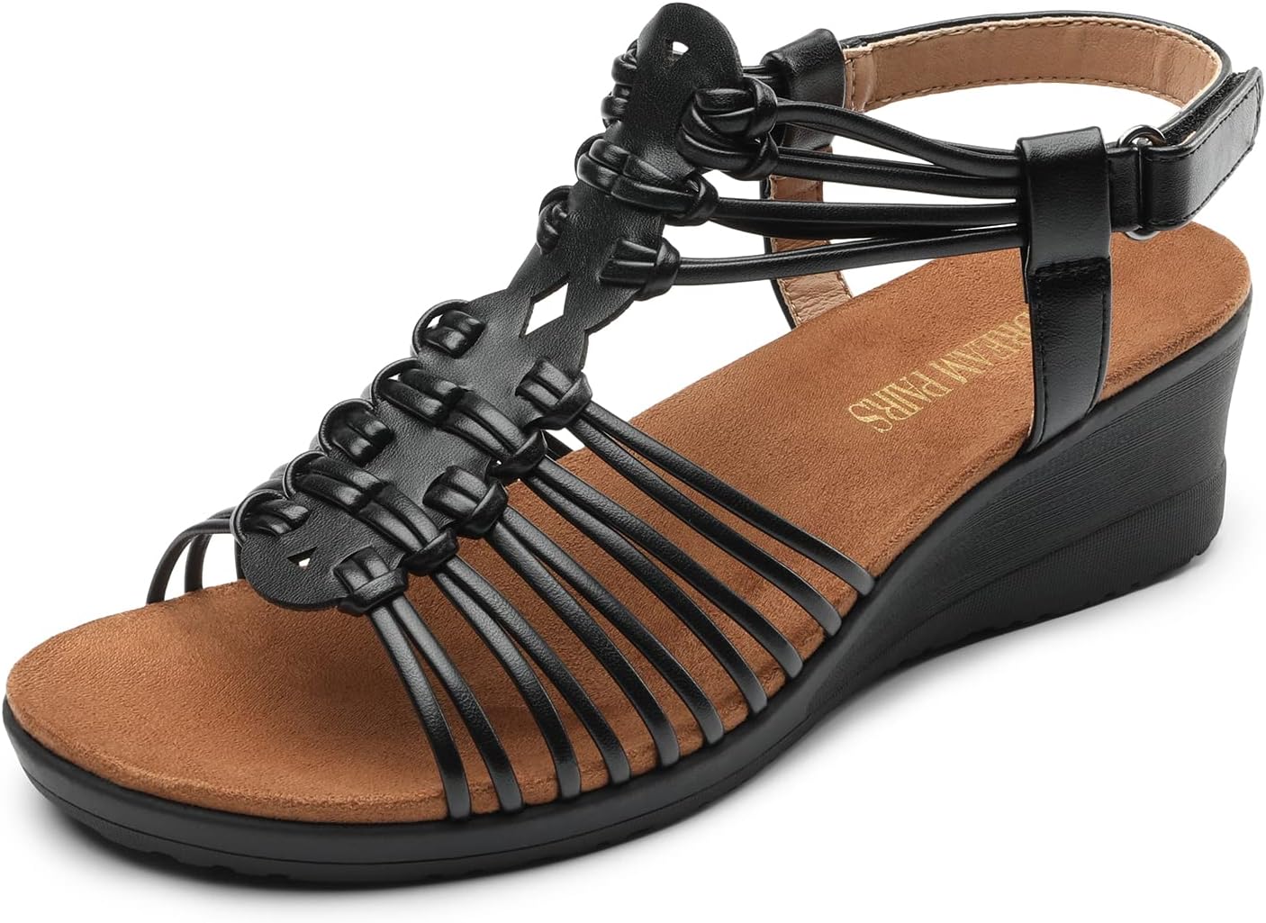 DREAM PAIRS Womens Wedge Sandals Gladiator Woven Strappy Open Toe Sandals Low Heel Summer Shoes