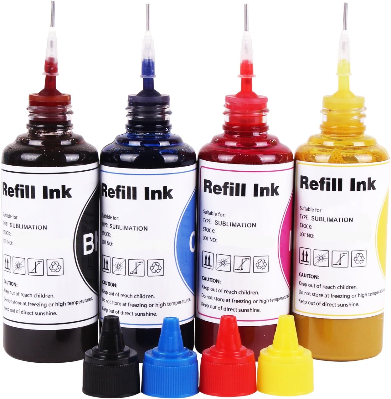 Sublimation Ink Bottle Inkjet Printers Refillable Ink Cartridge CISS for T802 T802XL T812 Workforce WF-4720 WF-4730 WF-4734 WF-4740 WF-7310 EC-4020 EC-4030 EC-4040 Heat Press Transfer on Mugs, T-Shirt