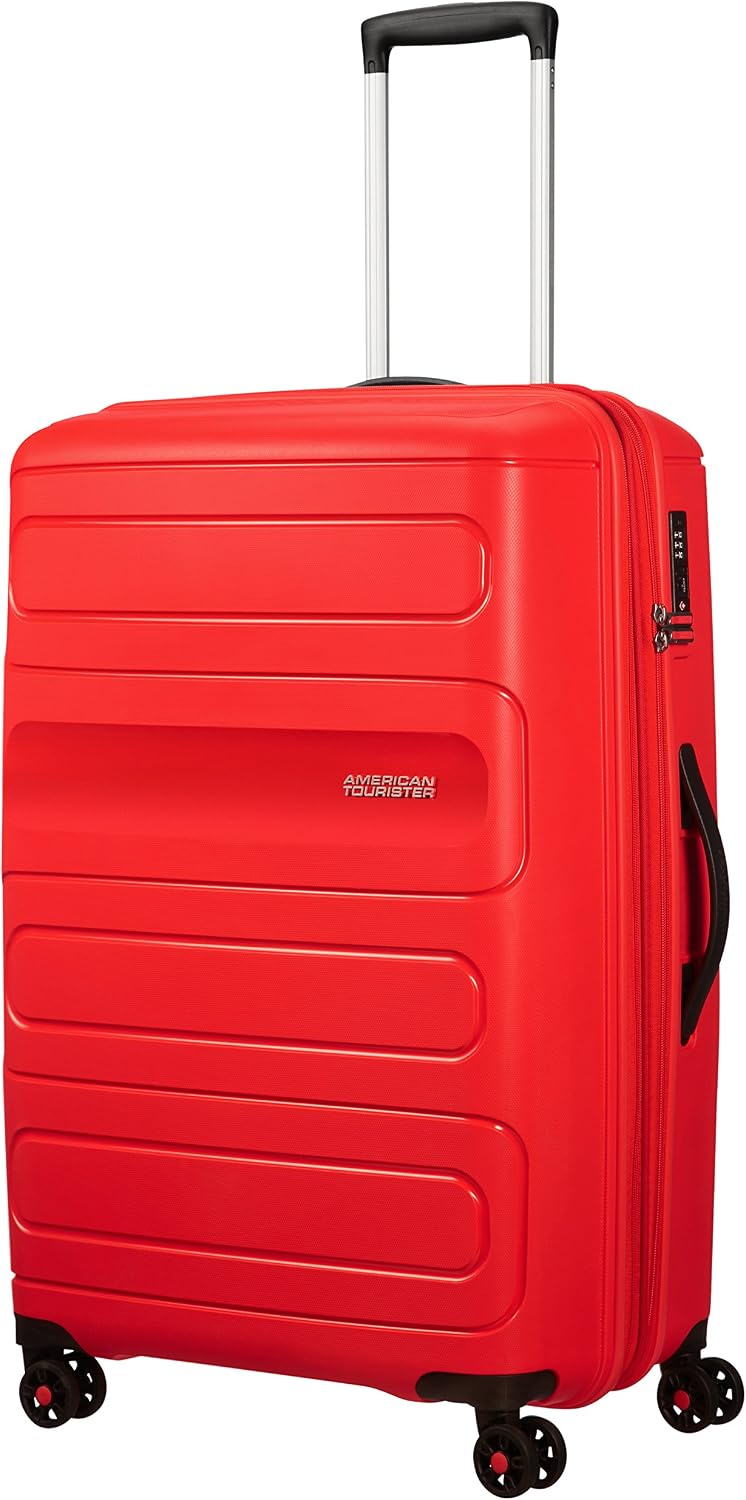 American Tourister Sunside - Spinner L, Expandable Case, 77 cm, 106 118 L, Red Sunset Red