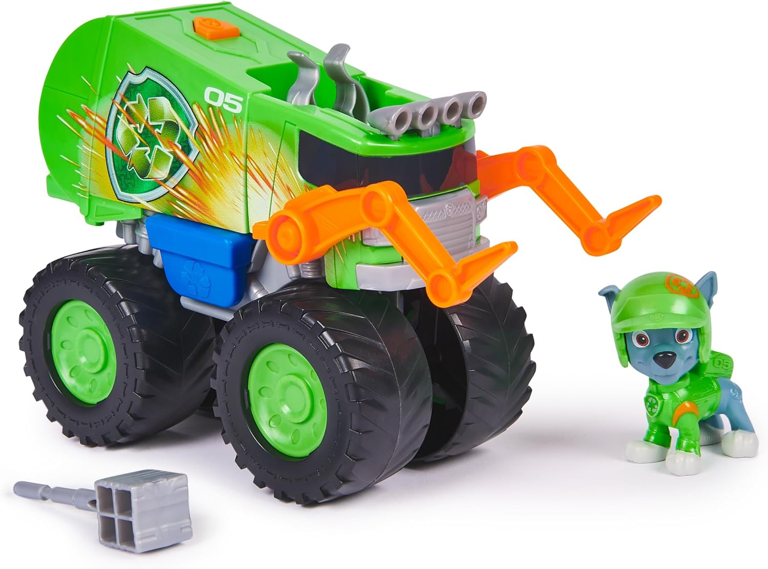 Paw Patrol: Rescue Wheels Rockys Recycle Truck, Toy Truck with Projectile Launcher and Collectible Action Figure, Kids Toys for Boys & Girls Ages 3+