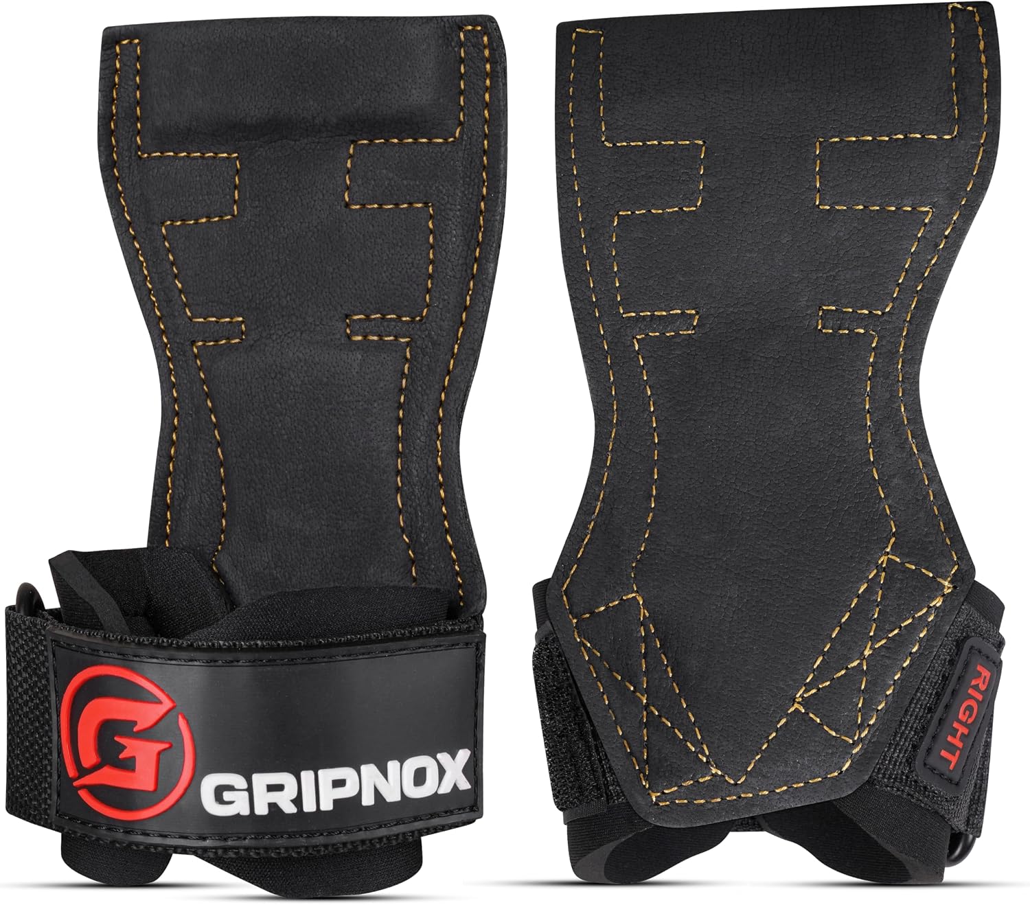 Premium Weight Lifting Grips & Straps for Deadlifts & Powerlifting – Anti-Slip Leather and Rubber Grip with Padded Wrist Wrap Support –