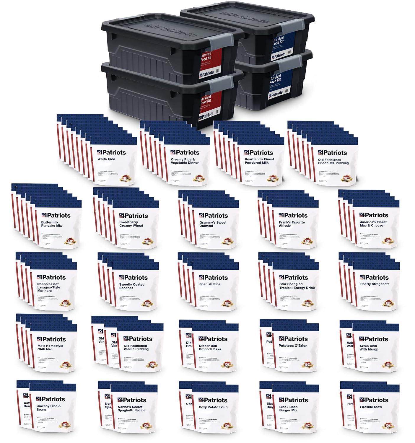 4Patriots 6-Month Survival Food Kit: Emergency Food Supply Designed to Last 25 Years, 1,376 Servings