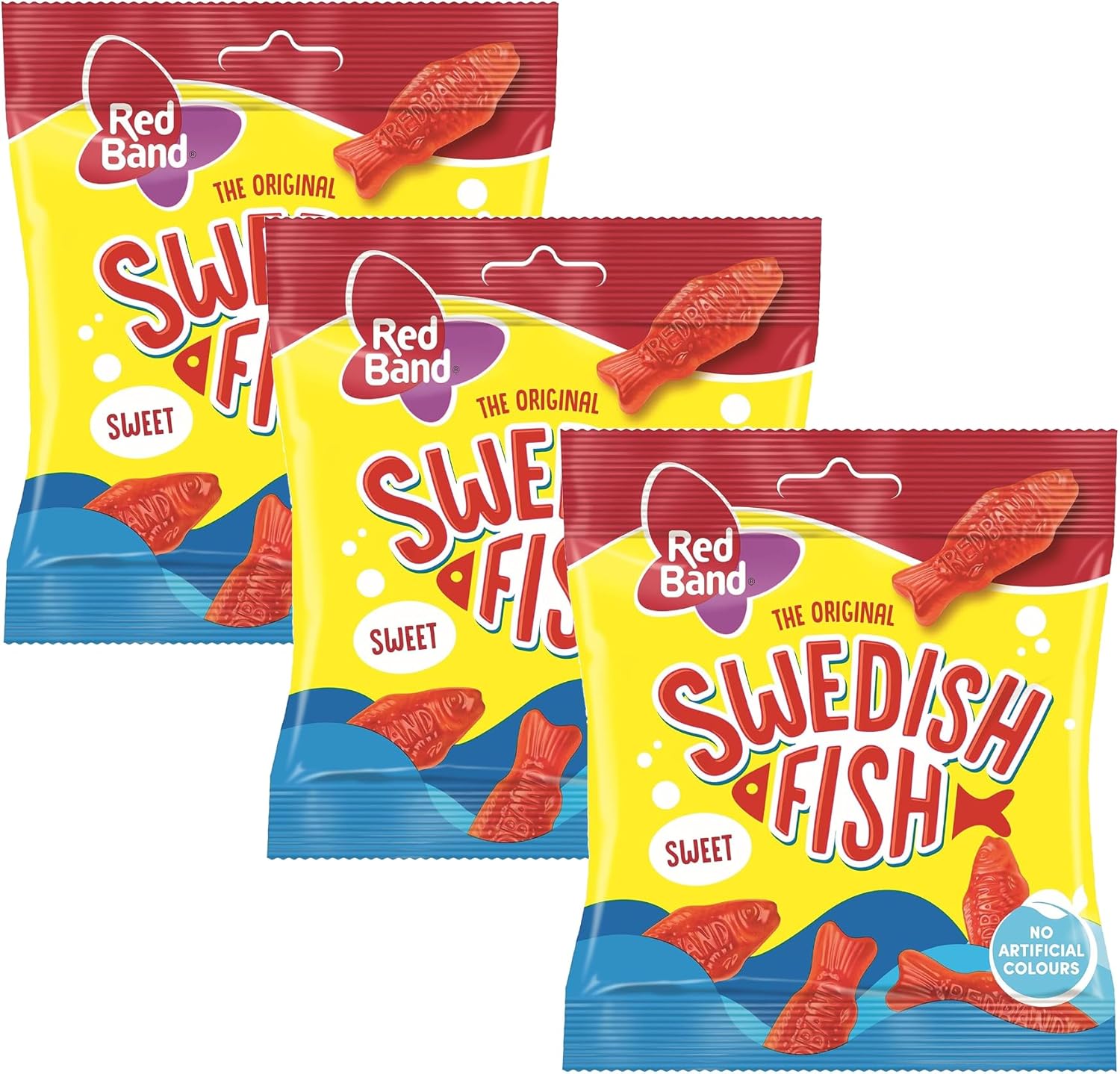 Red Band Swedish Fish - Deliciously Chewy Vegan Sweets - Bulk Candy Treats for Everyone - Perfect for Sharing - Sweet Fish Sweets Multipack - Enjoy These Chewy Sweets Anytime - 3 Pack + Cheeroo Magnet