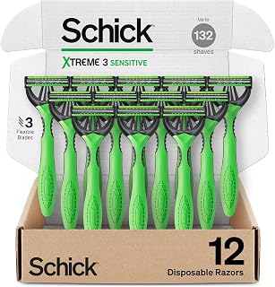 Schick Xtreme 3 Original Razor — Disposable Head Razor for Sensitive Skin, 12 Count