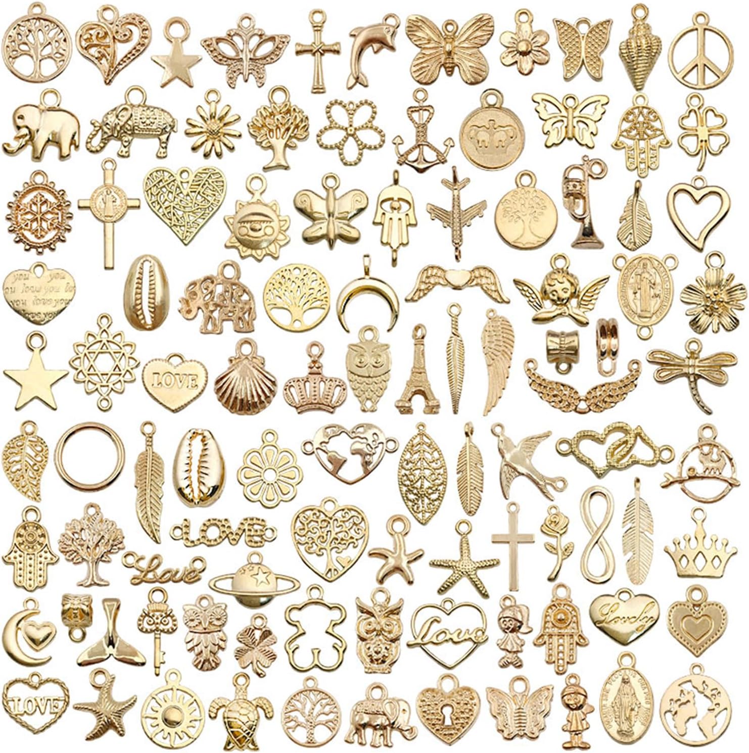 PAITOK Charms Pendants for Jewellery Making,100 Pieces Mixed Retro Alloy Charms Set for Bracelet Necklace Earrings Making DIY Crafts