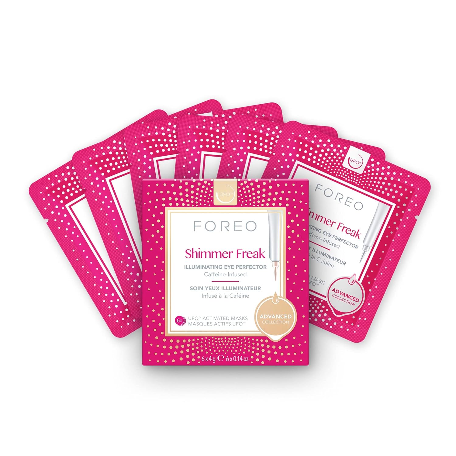 Shimmer Freak Advanced Collection 2.0 UFO-Activated Facial - Eye Contour Illuminating - Beauty & Personal Care - Rose Water - Niacinamide - All Skin Types - Wrinkles - Puffiness - 6 pcs in Pack