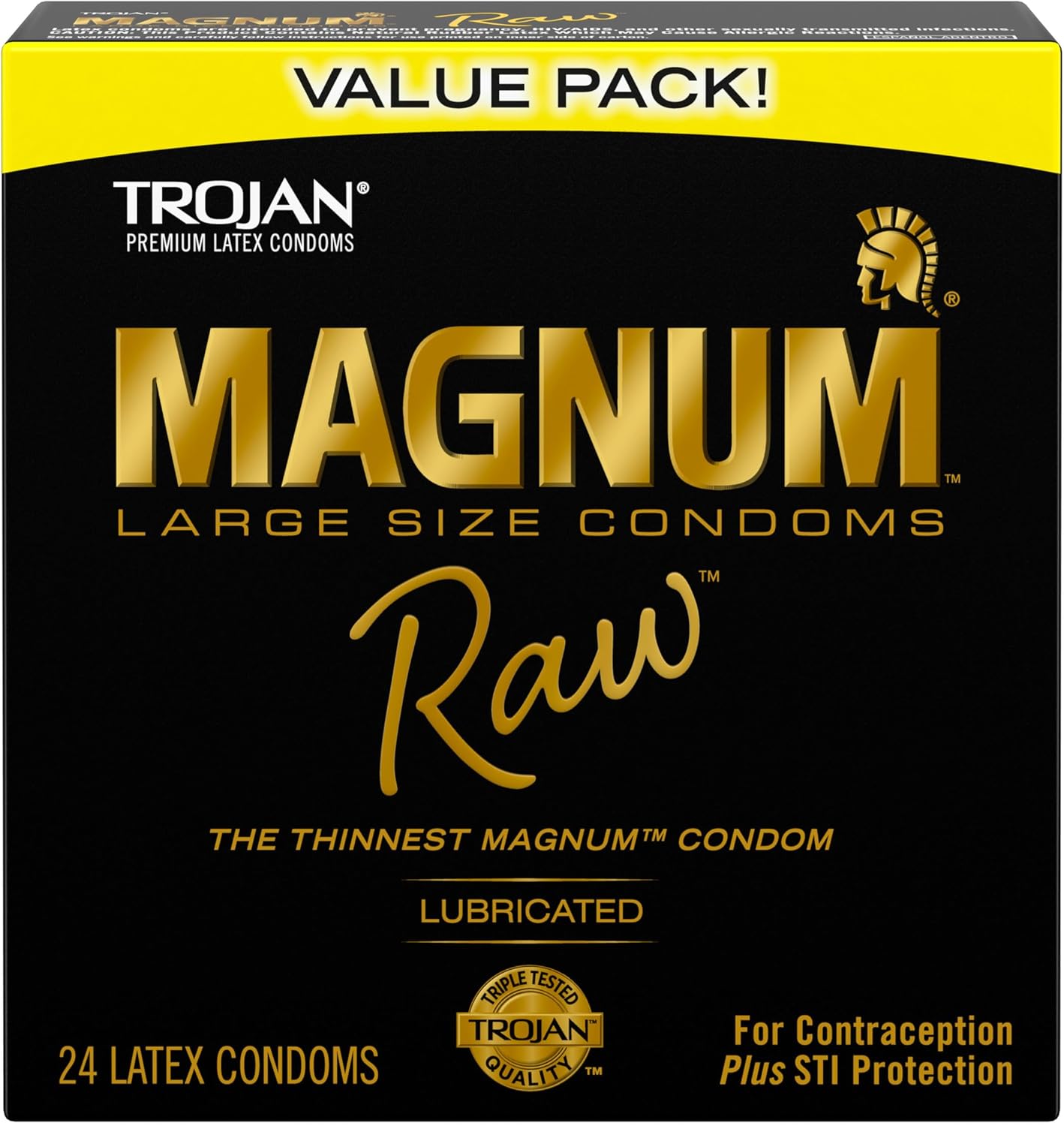 TROJAN Magnum Raw Large Size Condoms, Thin Magnum Condoms, 24 Count
