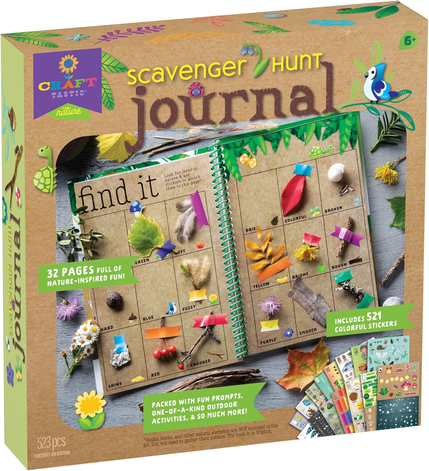 Craft-Tastic Scavenger Hunt Journal - Nature DIY Craft Kit - 32 Page Journal with Over 500 Stickers - Ages 6+