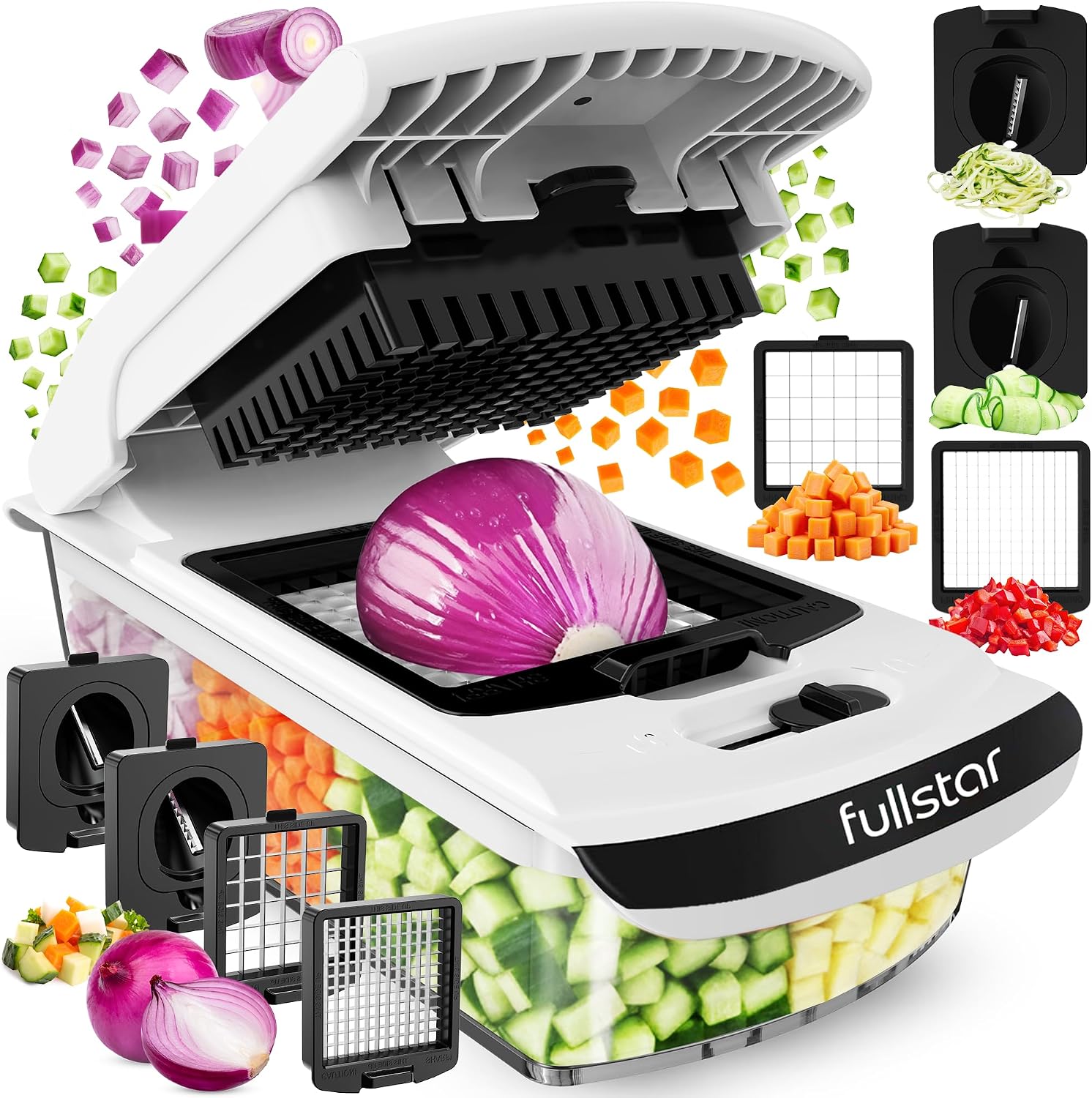 Fullstar Pro Original - Vegetable Chopper, Cutter & Spiralizer - 4 Blades