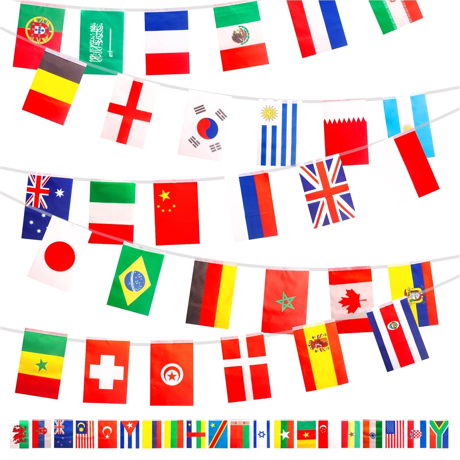 International Flags Bunting - 50 Countries, 13m, Banner for Garden, Bar, Outdoor Party Decorations