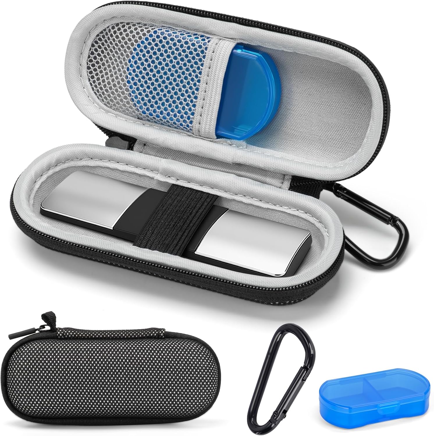 Case for KardiaMobile 1L 6L Personal EKG Monitor, Hard Travel Carrying Case for AliveCor Kardia Heart Monitor EKG/ECG, Portable Heart Rate Monitor Bag Storage Organizer with Pill Box & Carabiner Clip