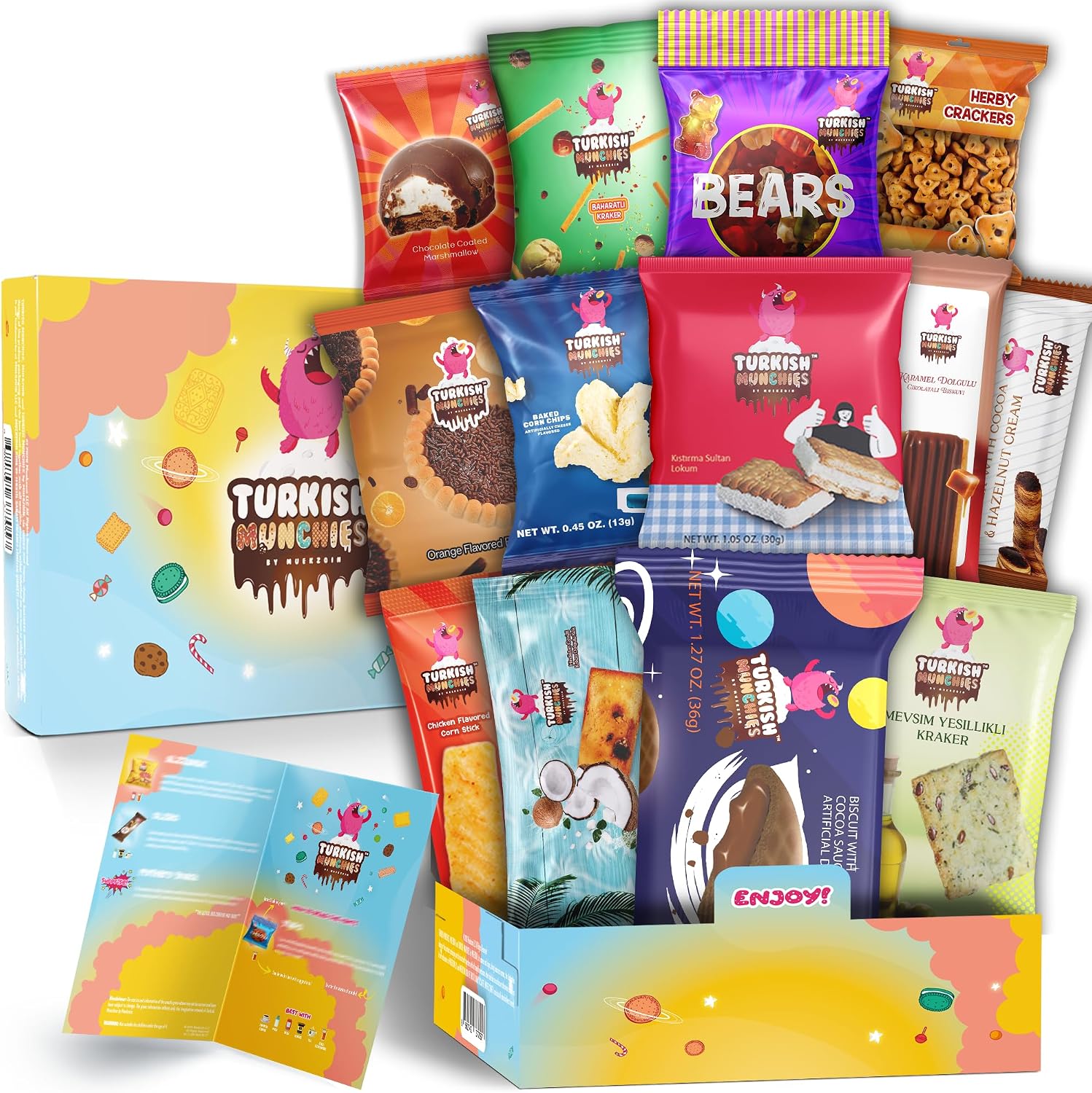 International Food Hamper | Premium Exotic Foreign Foods | Unique Hampers & Gourmet Gift for Men and Women | American Alike Retro Turkish Foods | Full-Size + Bonus Snacks