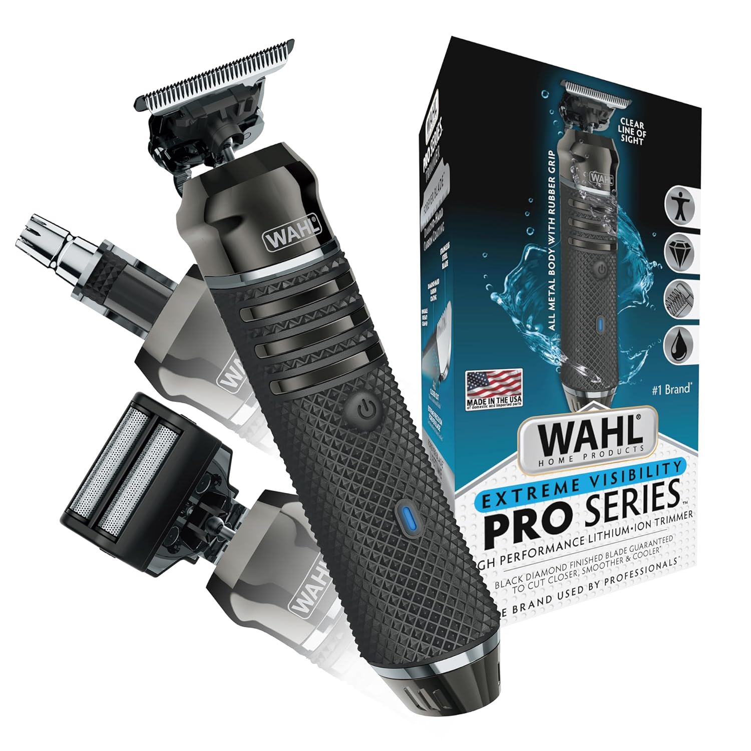 Wahl USA Pro Series High Visibility Skeleton Style Trimmer, Lithium-Ion Cordless USB Rechargeable All in One Shaving & Close Cutting Beard Trimmer for Men with Near Zero Gap Blade – 3026018