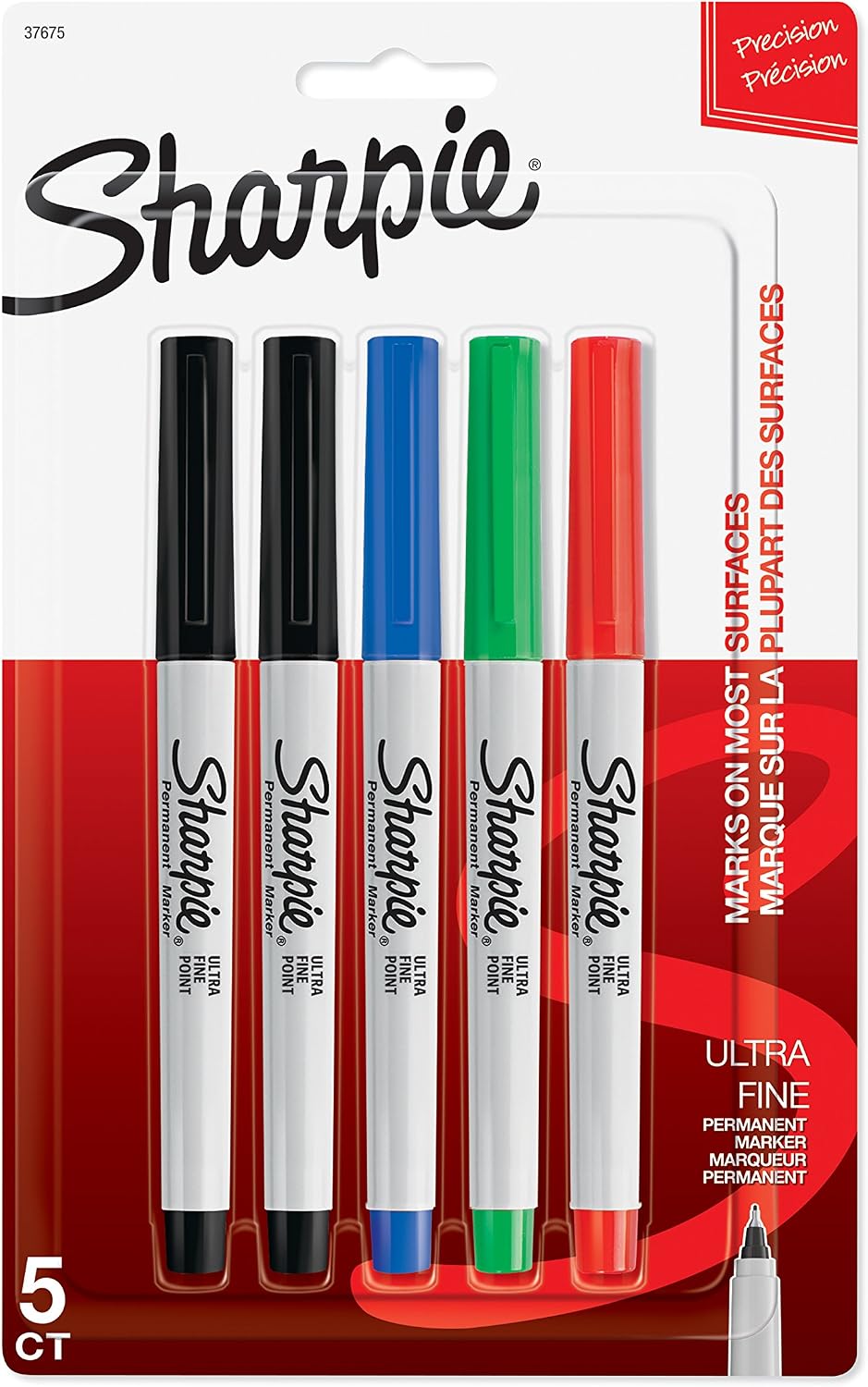 Sharpie 37675PP Permanent Markers, Ultra Fine Point, Assorted Colors, 5 Count