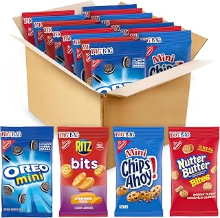 OREO Mini Cookies, CHIPS AHOY! Mini Cookies, Nutter Butter Bites & RITZ Bits Cheese Crackers Variety Pack, 15 Big Bags
