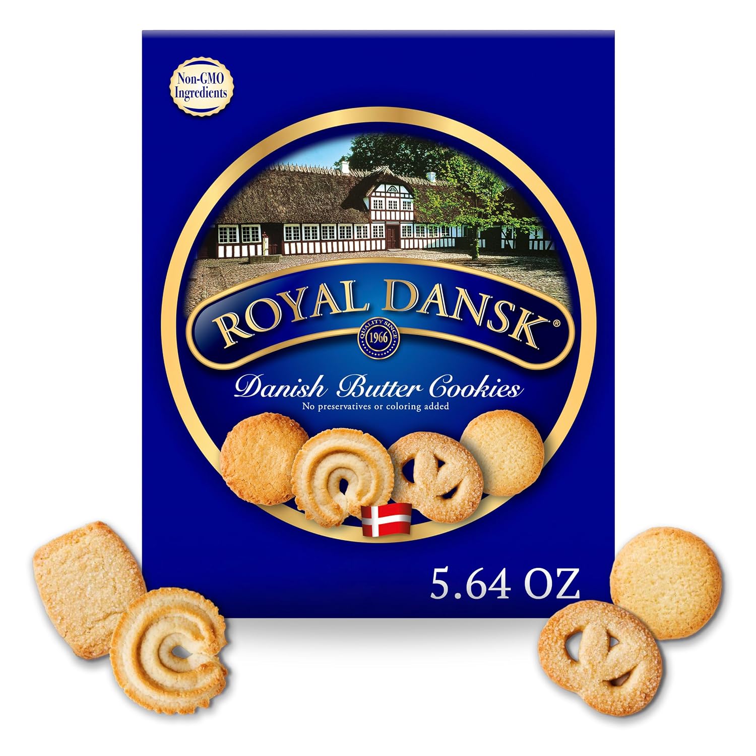 Royal Dansk Butter Cookies, Assorted Snacks, Real Butter, 2 Packs, 5.64 Oz