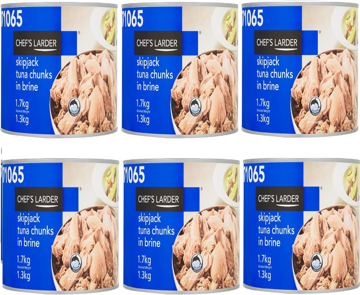 Sixsigma Foods Skipjack Tuna Chunks in Brine 1.7kg x 6 Pack - Perfect for Salads, Sandwiches, Pasta & Healthy Meals Canned Tuna, High Protein Ready to Eat Fish - Ideal for Catering & Bulk Use