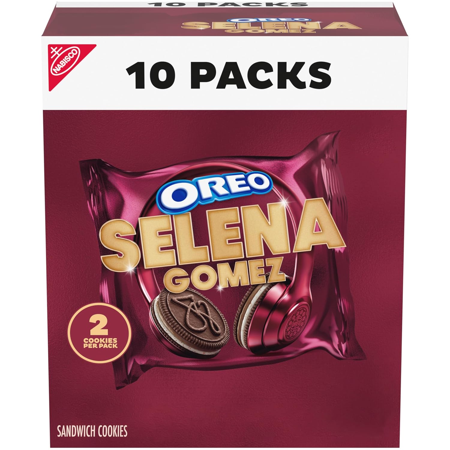 Selena Gomez OREO Cookies, Chocolate and Cinnamon Creme, Limited Edition, 10 Snack Packs (2 Cookies Per Pack)
