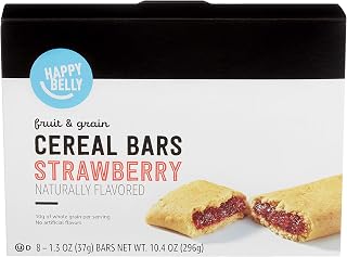 Amazon Brand - Happy Belly Fruit & Grain Cereal Bars, Strawberry , 1.03 Oz, 8 Count (Pack of 1)