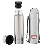 Milton Thermosteel Plain Lid 1000, Double Walled Vacuum Insulated Thermos 1000 ml 34 oz 1 Ltr 24 Hours Hot and Cold Water Bottle with Cover, Stainless Steel, BPA Free,Leak Proof Silver
