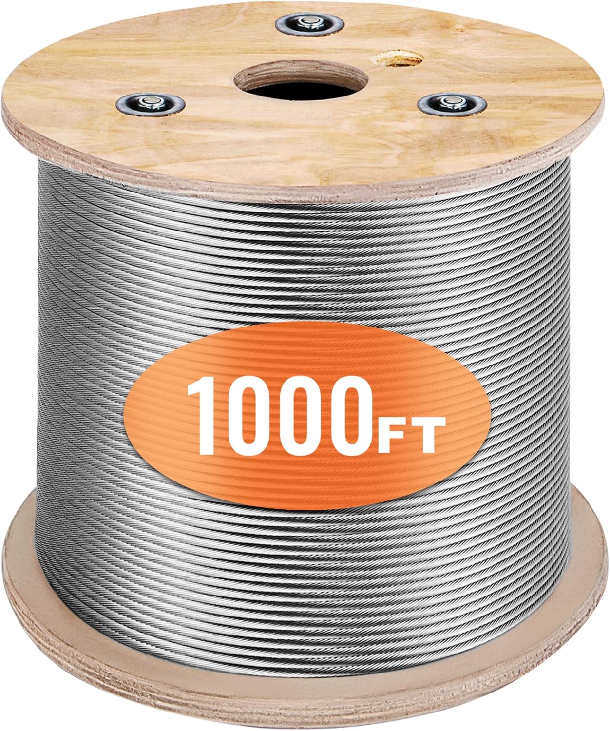 BestEquip 3/16 Stainless Steel Cable 1000FT, T316 Marine Grade Wire Rope 1x19 Aircraft Cable Railing for Deck Rail String Lights Hanging Porch Fence DIY Baluster