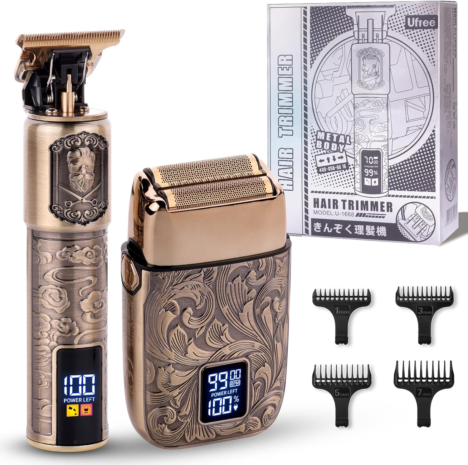 Ufree Electric Foil Shaver and Beard Trimmer Men, Electric Shavers Razor Hair Clippers for Mens Rechargeable Cordless, Mens Grooming Kit with 4 Guards, Close Shave, Gifts for Men