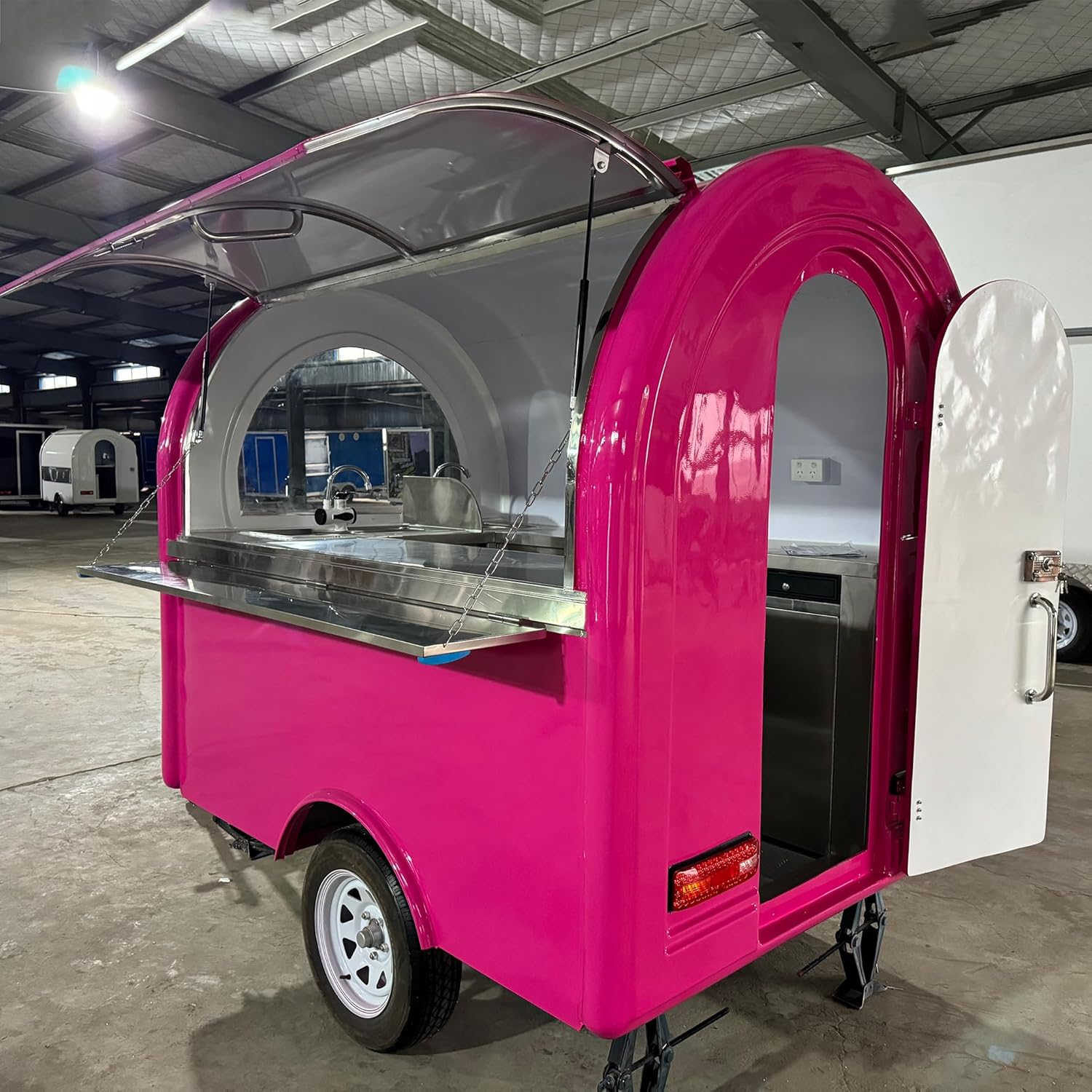 BELYOO Round Food Truck, Mobile Food Trailer for Sales Food Truck Trailer Concession Trailer for Commercial Use