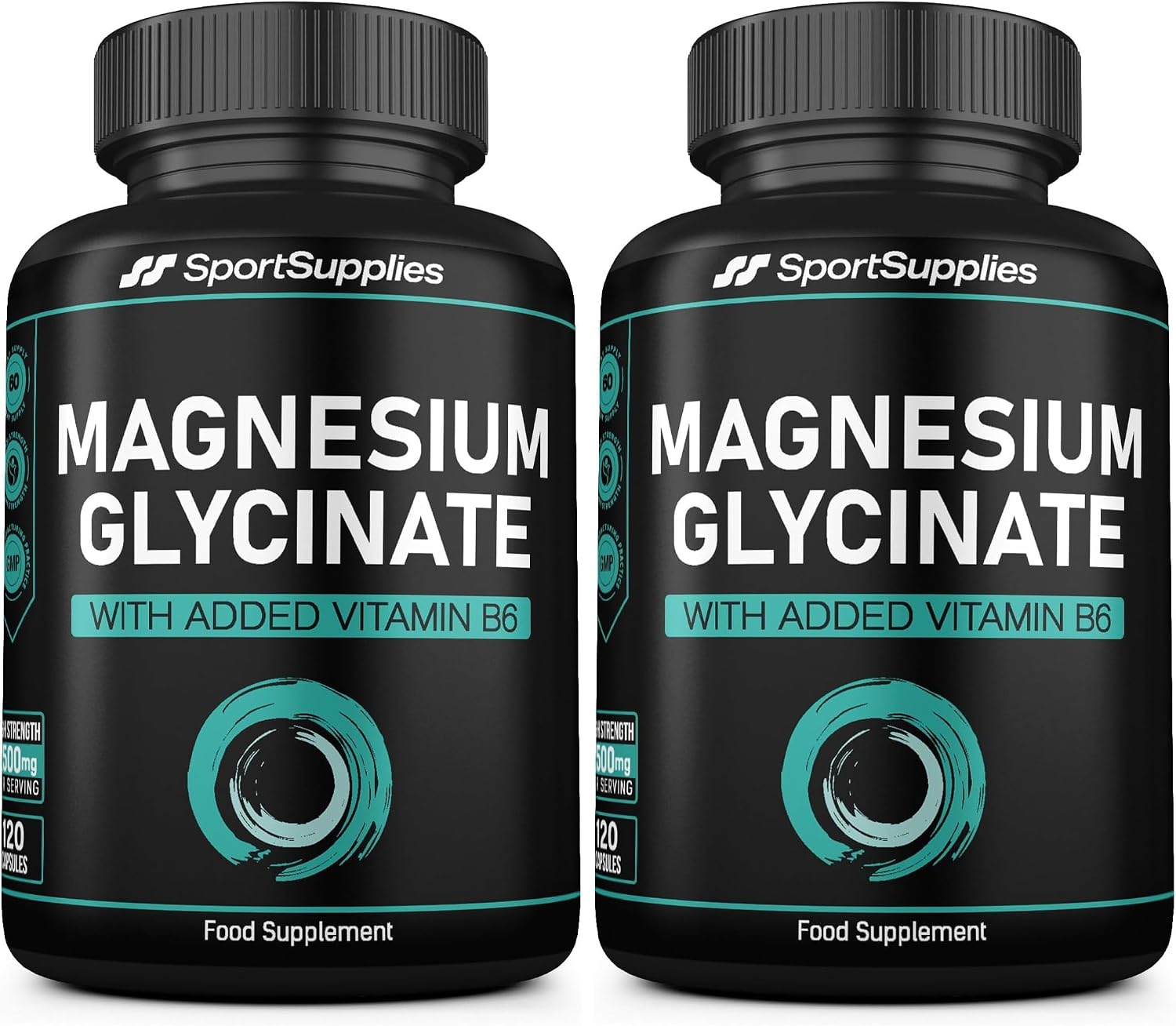 Magnesium Glycinate Supplements 1500mg & Vitamin B6-120 High Strength Capsules - 1500mg of Magnesium Providing 315mg Elemental Magnesium (Bisglycinate) - Pure Active Ingredient (Pack of 2)