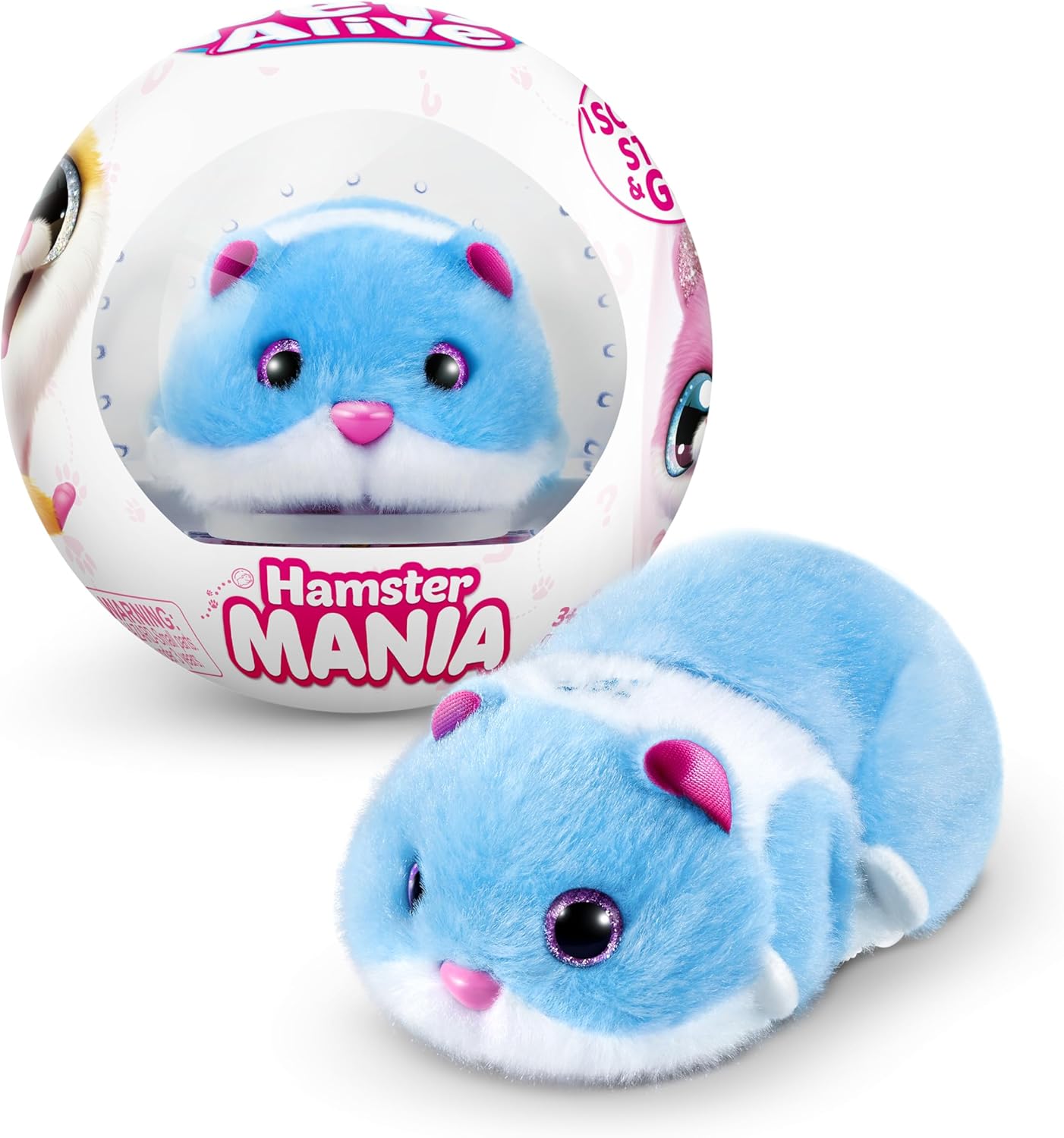 Pets Alive Hamstermania Blue by ZURU Hamster, Electronic Pet, 20+ Sounds Interactive, Hamster Ball Toy for Girls and Children, (Blue)