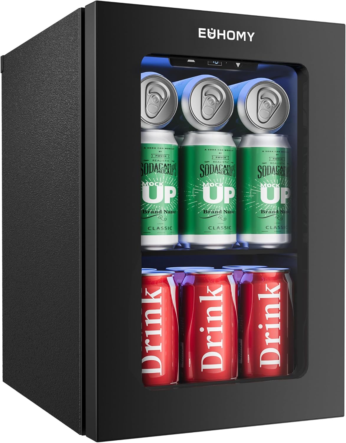 EUHOMY 24 Can Mini Fridge, 18L Beverage Refrigerator with Quiet Compressor