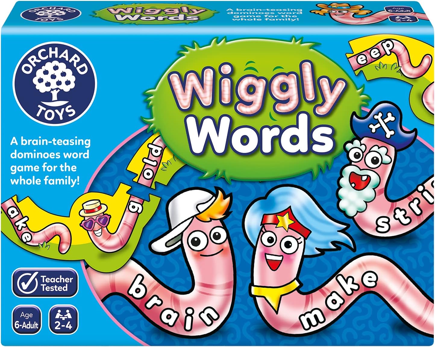 Orchard Toys Wiggly Words Game, Educational and Fun Spelling Game, Fun Family Game, Perfect for Kids Age 6-Adult