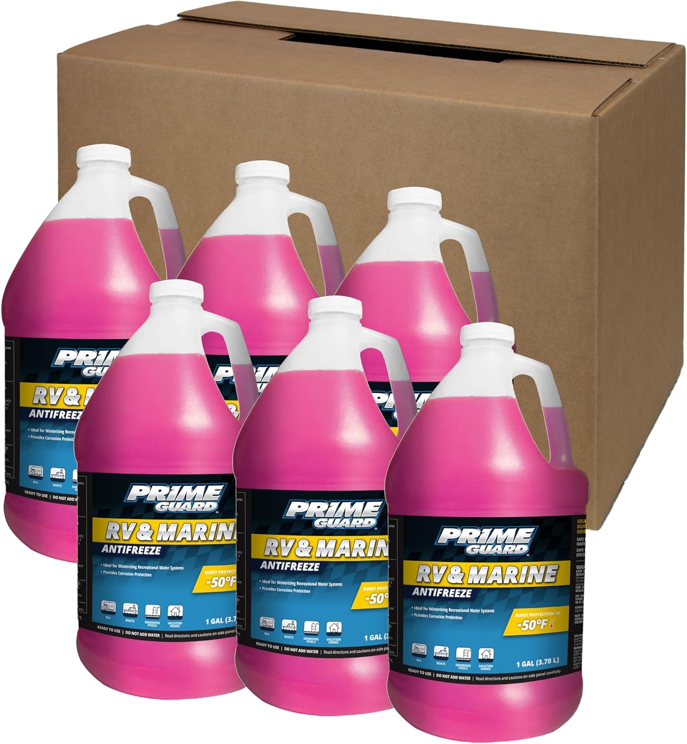 Prime Guard -50 RV & Marine Antifreeze, 1 Gallon (Pack of 6)
