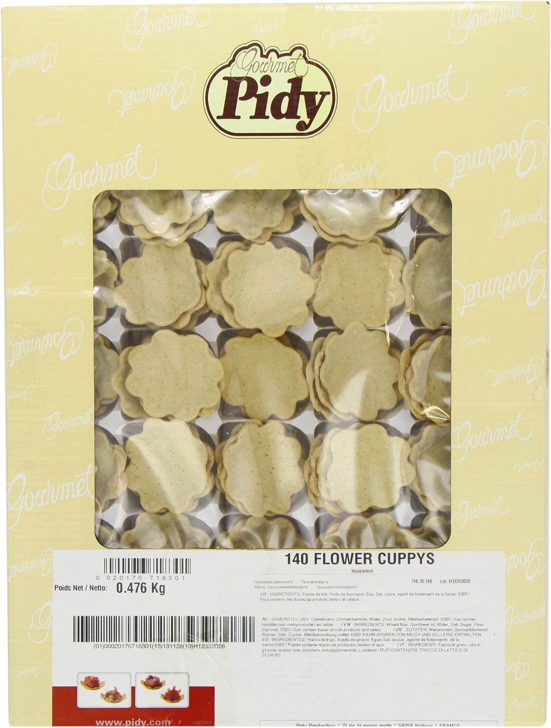 Pidy Flower Cuppys Shallow Petal Shaped Neutral Canape Pastry Cups - 140 Portions