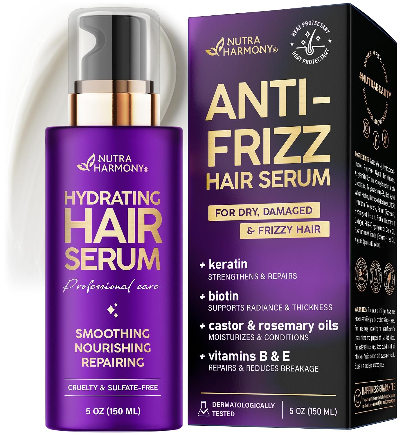 Hydrating Hair Serum for Dry & Frizzy Hair – Leave-In Split End Repair 5 oz