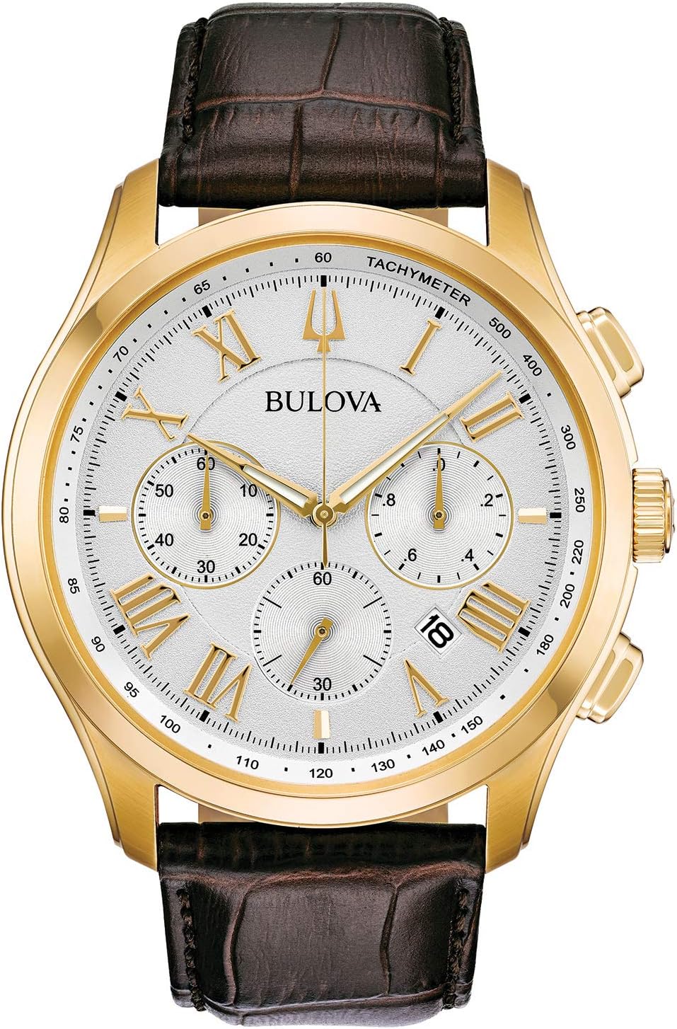 Bulova Men's Classic Wilton Brown Leather Strap Watch | 46.5mm | 97B169