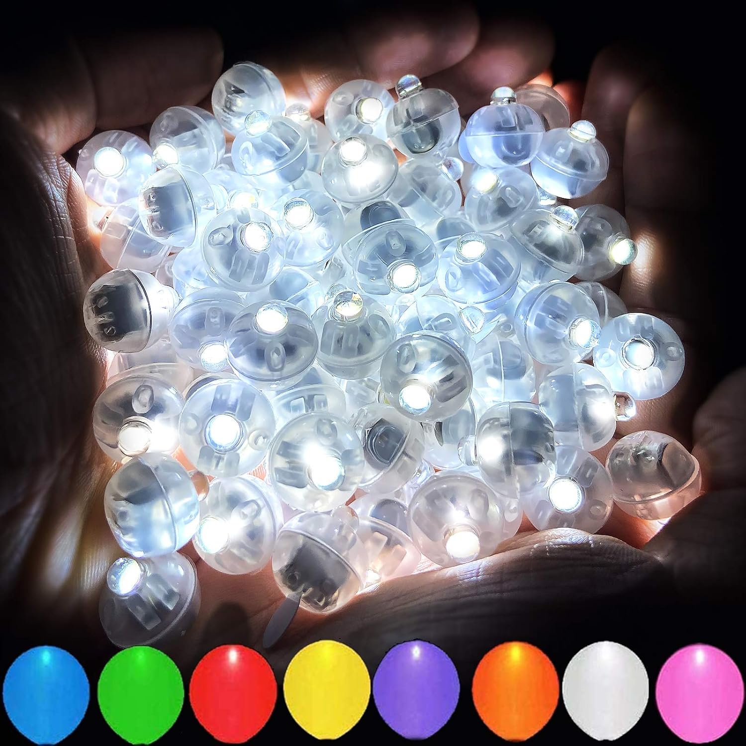 Aogist 100pcs White LED Balloon Light,Tiny Light Mini Round Led Ball Lamp for Paper Lantern Balloon,Indoor Outdoor Event - Fun Halloween Christmas Party Wedding Decoration Supplies