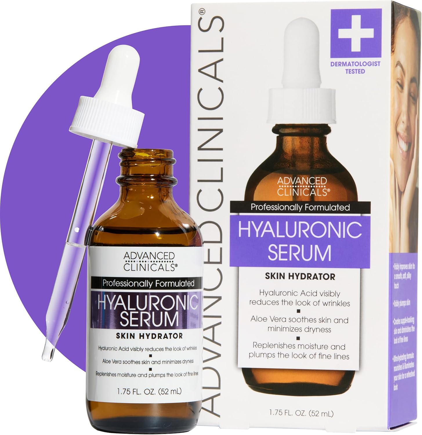 Advanced Clinicals Hyaluronic Acid Face Serum. Anti-aging Face Serum- Instant Skin Hydrator, Plump Fine Lines, Wrinkle Reduction. 1.7 Fl Oz.