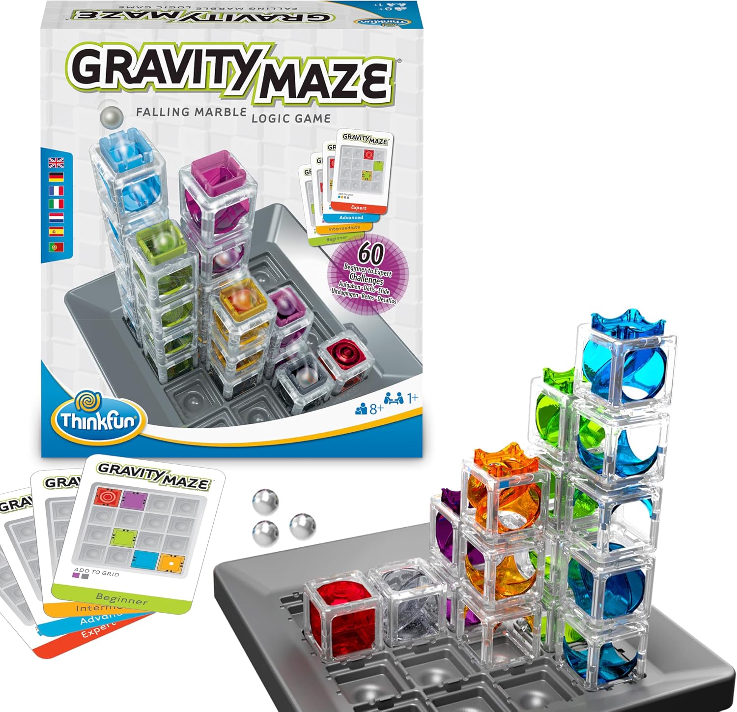 ThinkFun Gravity Maze Falling Marble Challenge Logic Brain Game and STEM Toys for Kids and Adults Age 8 Years Up - Gifts for Children