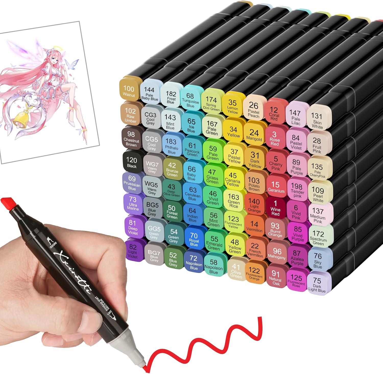 Alcohol Markers Set 80 Colors - Dual Tip Art Marker Pens for Kids Adult Coloring Books No Bleeding Double Sided (Fine&Chisel) Permanent Professional Markers for Artists Drawing Sketching Illustration