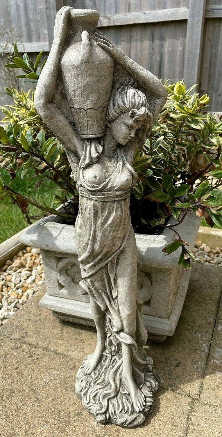 Lady With Wine Jug Stone Garden Statue | Outdoor Classical Sculpture Ornament