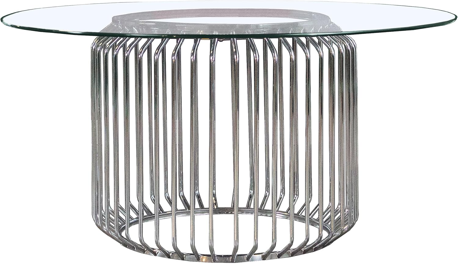 Coaster Home Furnishings - Veena - Glass and Metal - Round Clear Tempered Glass Top Dining Table with Chrome Base - Dining Room - 60-Inch - Polished Chrome - 193430BG