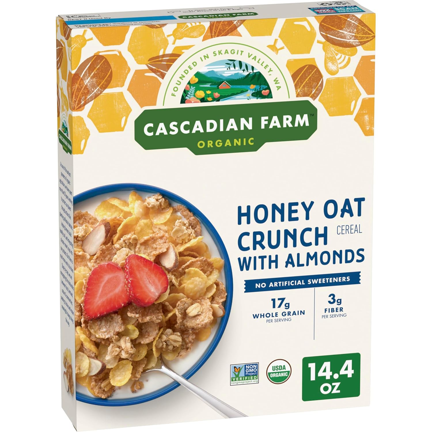Cascadian Farm Honey Oat Crunch Cereal with Almonds, Organic, 14.4 oz