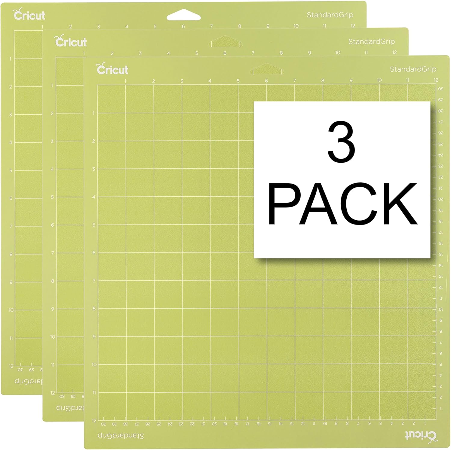 Cricut Standardgrip Cutting Mat 12X12 3 Pack AMZ, Green, 12" x 12"