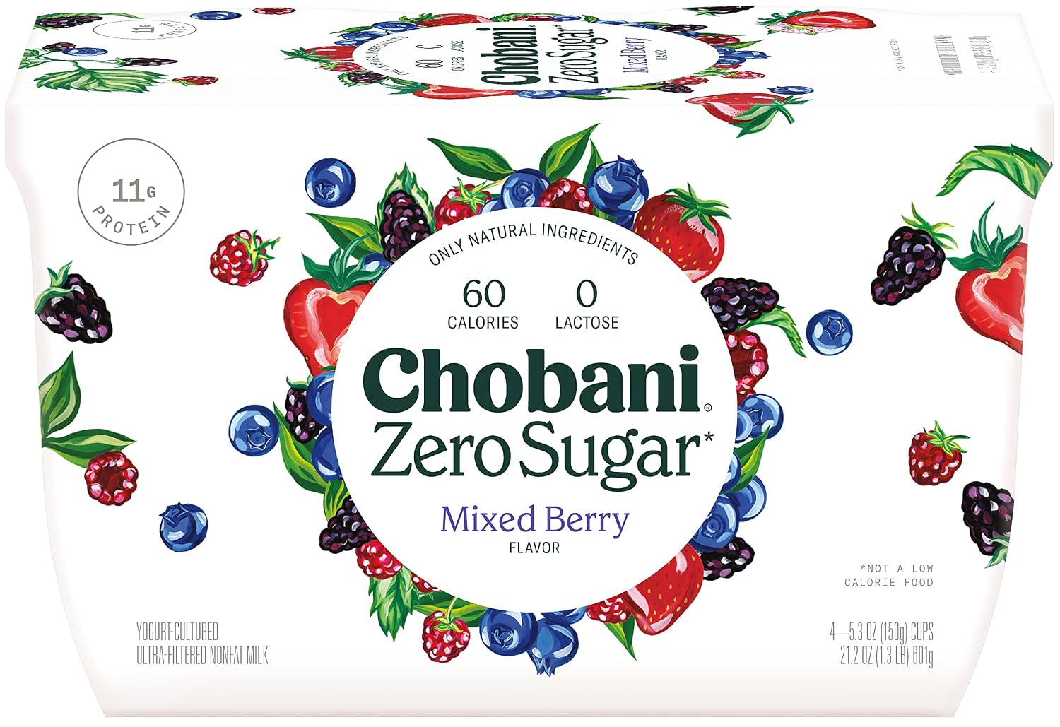 Chobani® Zero Sugar* Mixed Berry 5.3oz 4-pack