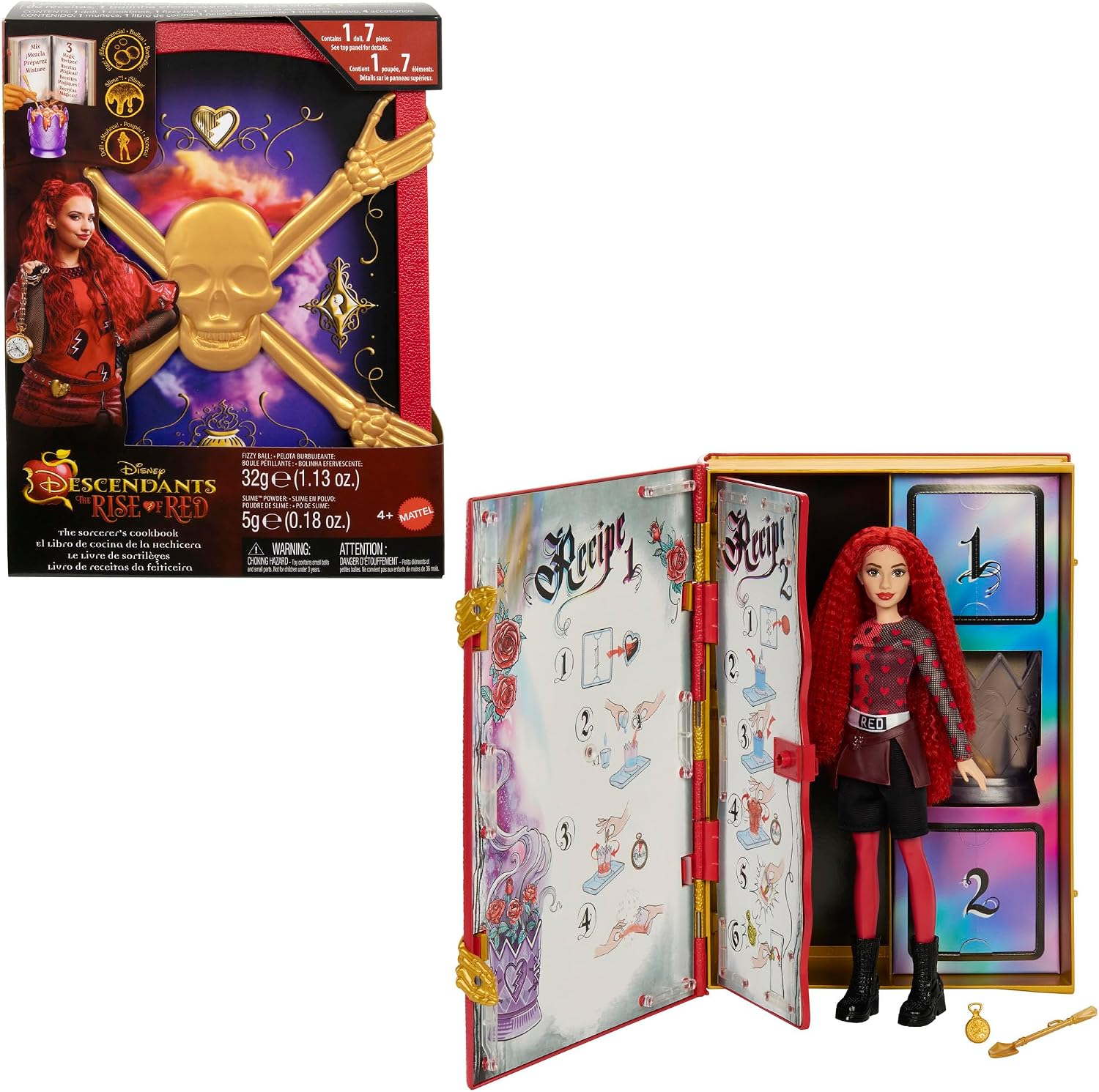 Mattel Disney Descendants: The Rise of Red Red, Daughter of Queen of Hearts Doll & Playset, The Sorcerer’s Cookbook, Mix for Slime & Surprises, HWH95