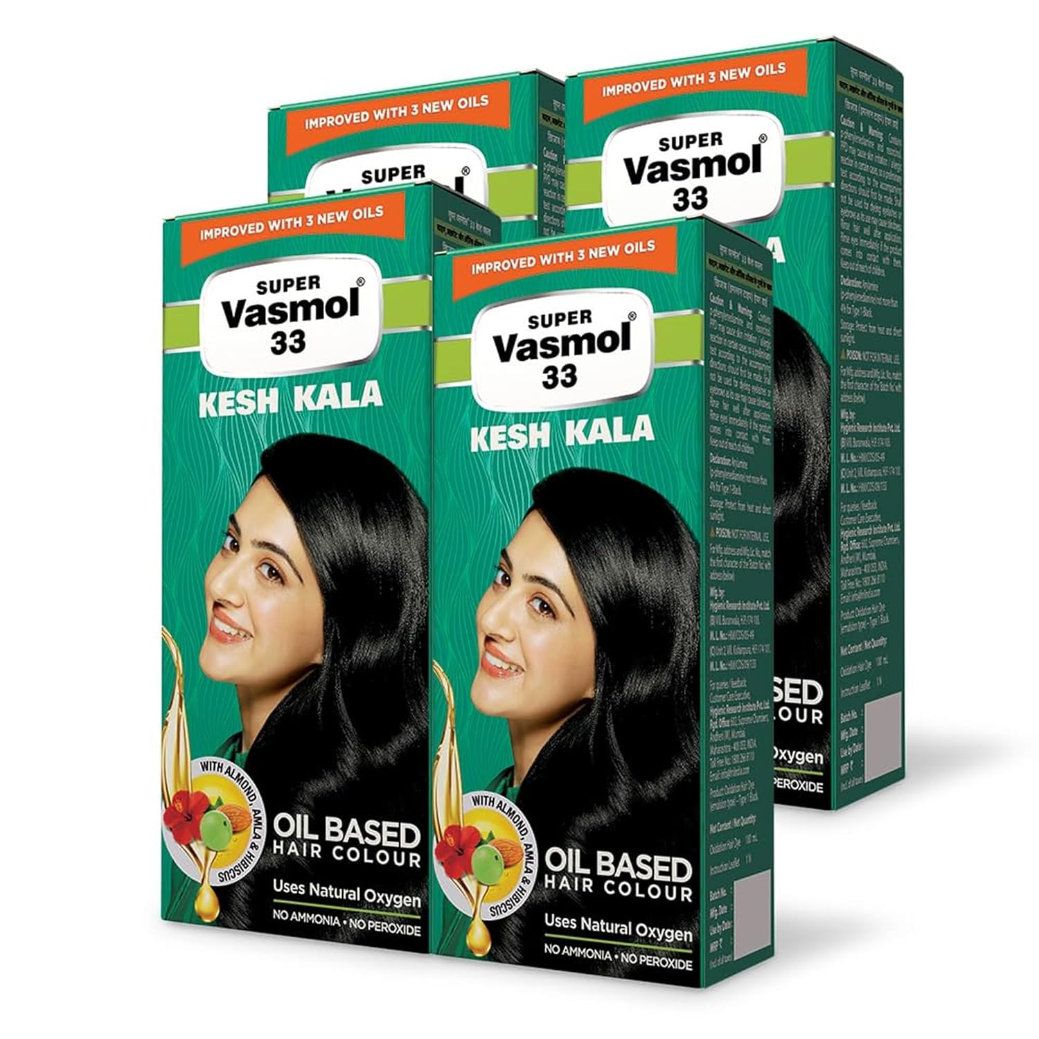 Super Vasmol 33 Kesh Kala 100ml (Pack of 4)